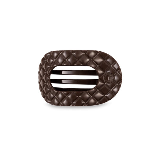 Small Truly Taupe Quilted Flat Round Hair Clip
