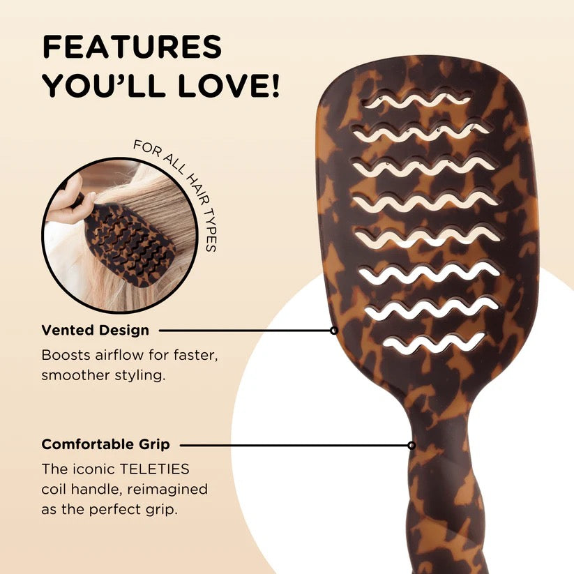 The Vented Hair Brush - Tortoise by Teleties