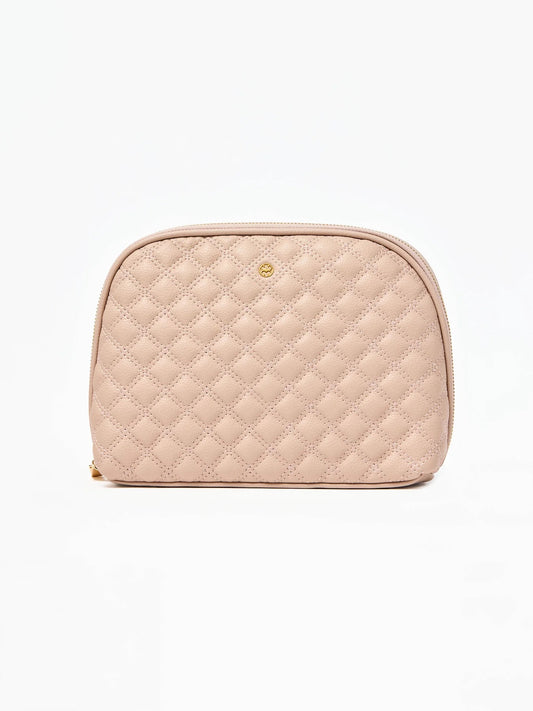 Large Quilted Essentials Pouch - Tan