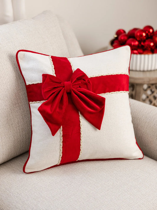 Red Bow Square Pillow
