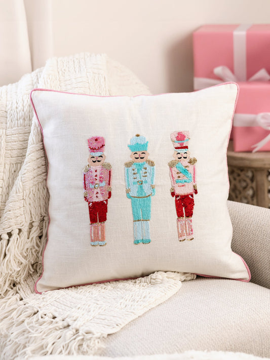 Sequin Nutcracker Square Pillow