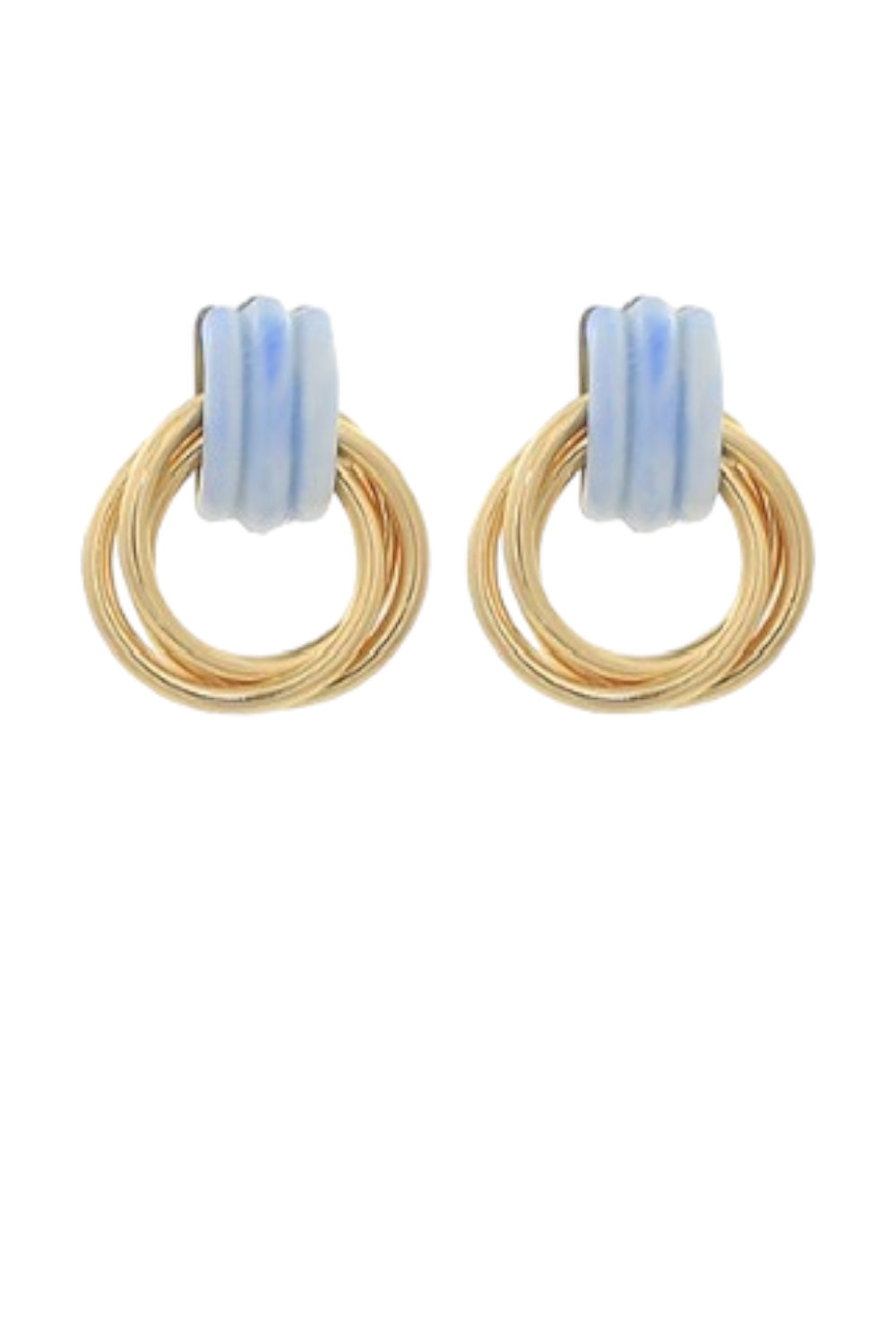 Blue Triple Knotted Hoops