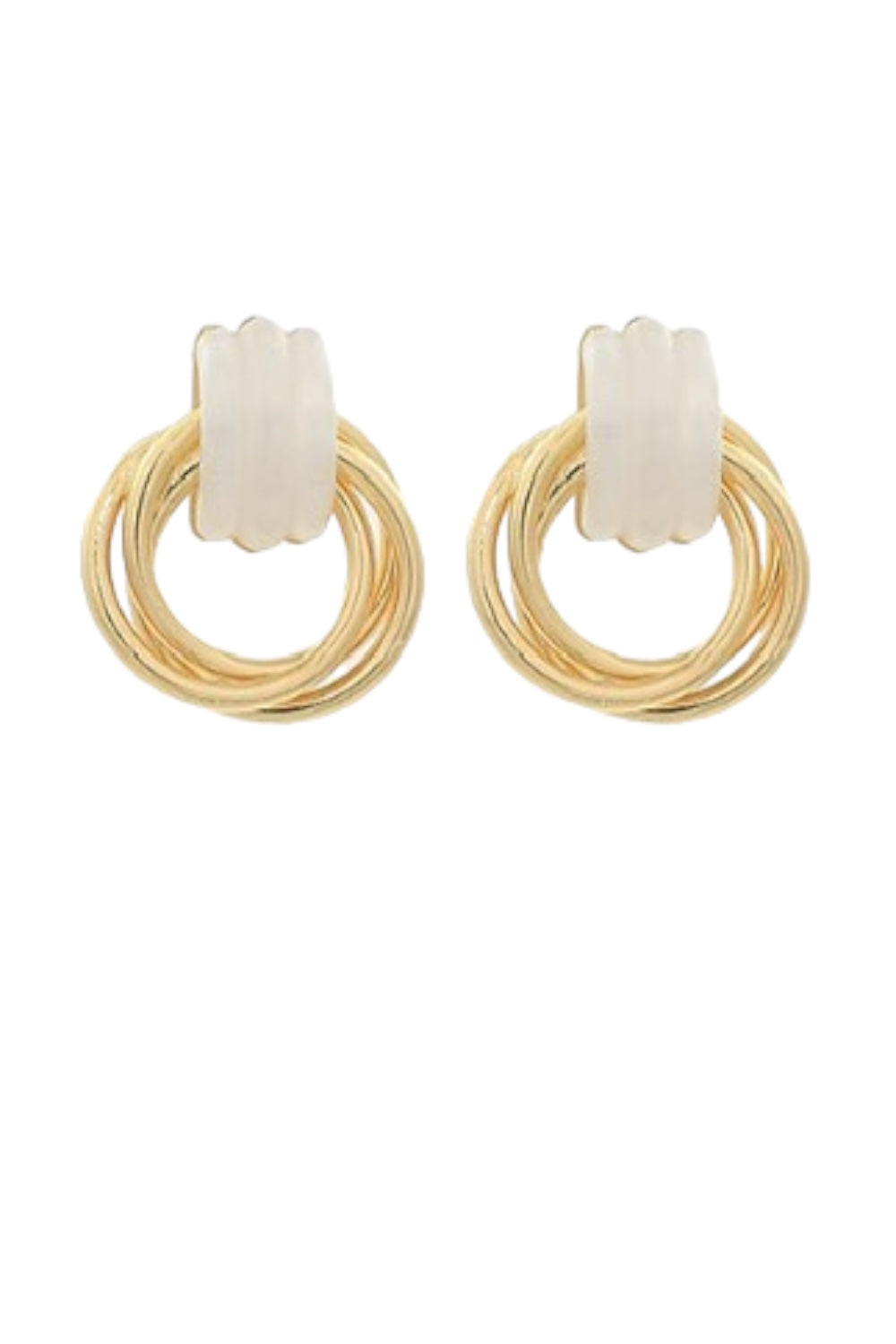 White Triple Knotted Earrings