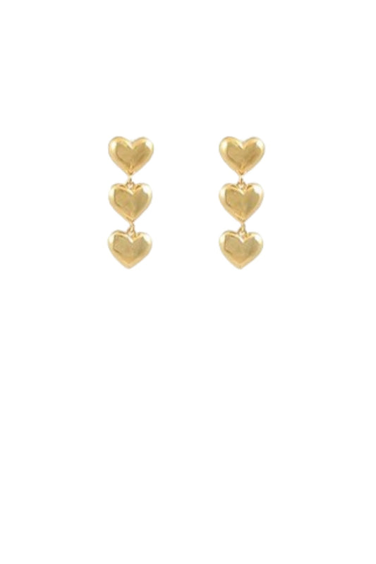 Mini Linear 3 Stack Heart Earrings