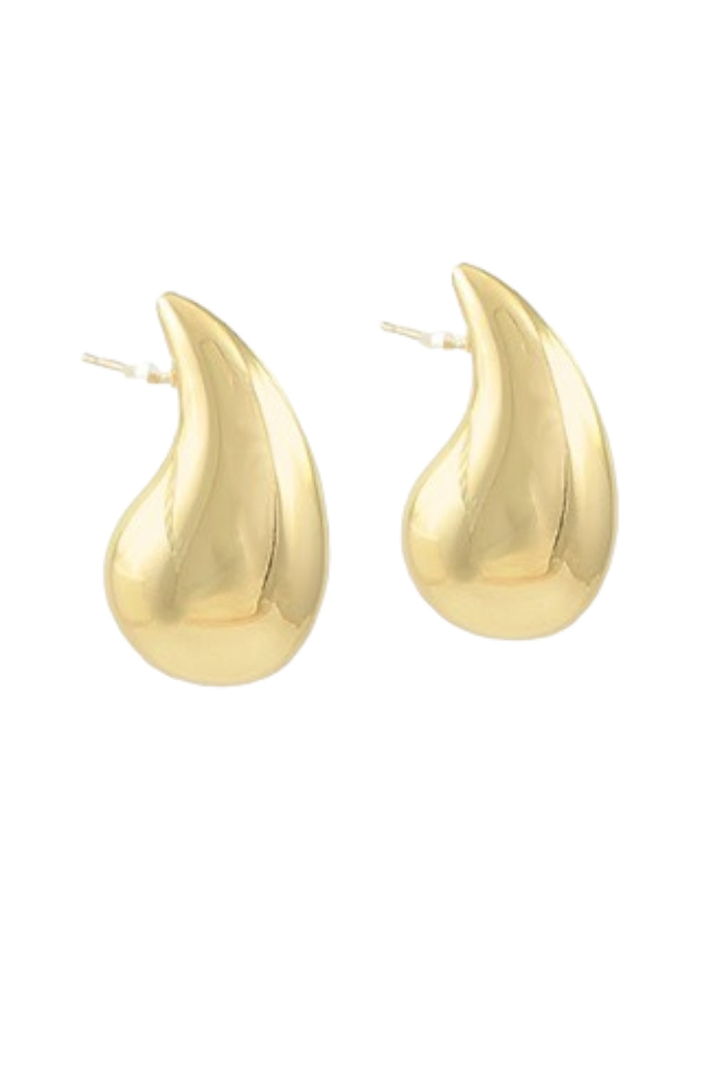 Gold 30mm Puffy Teardrop Earrings