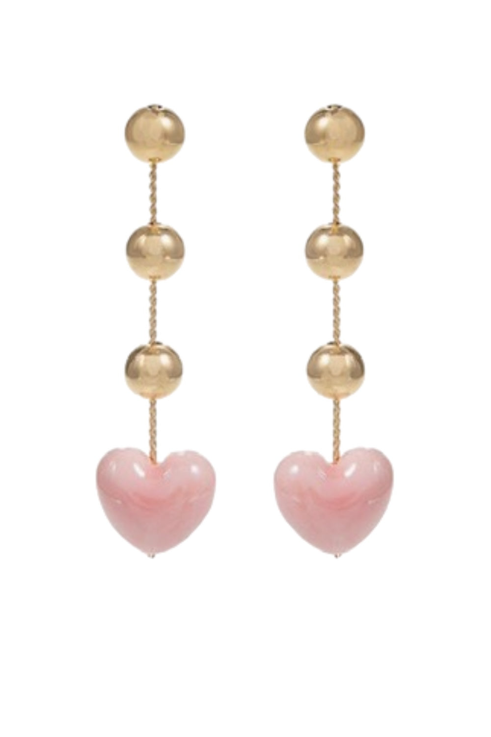 Heart & 3 Brass Ball Drop Earrings