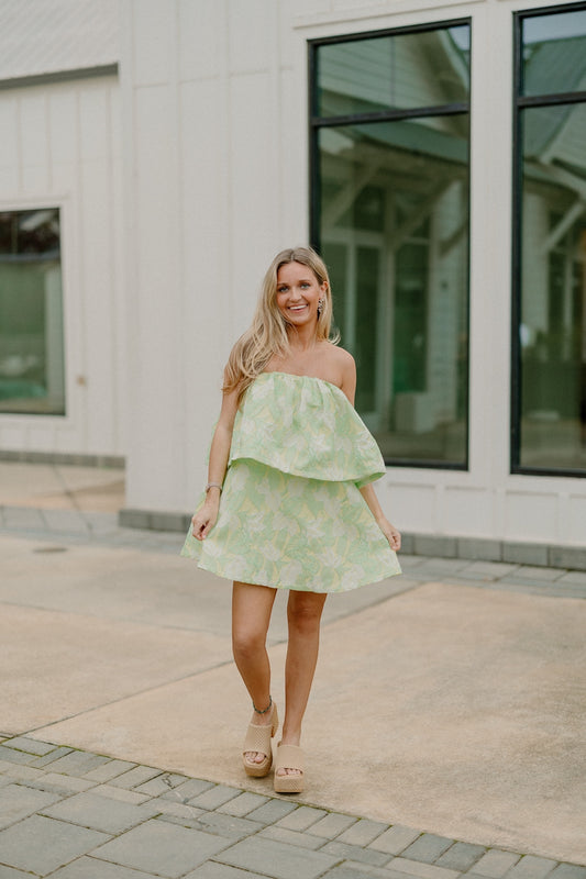 Kellie Key Lime Strapless Mini Dress