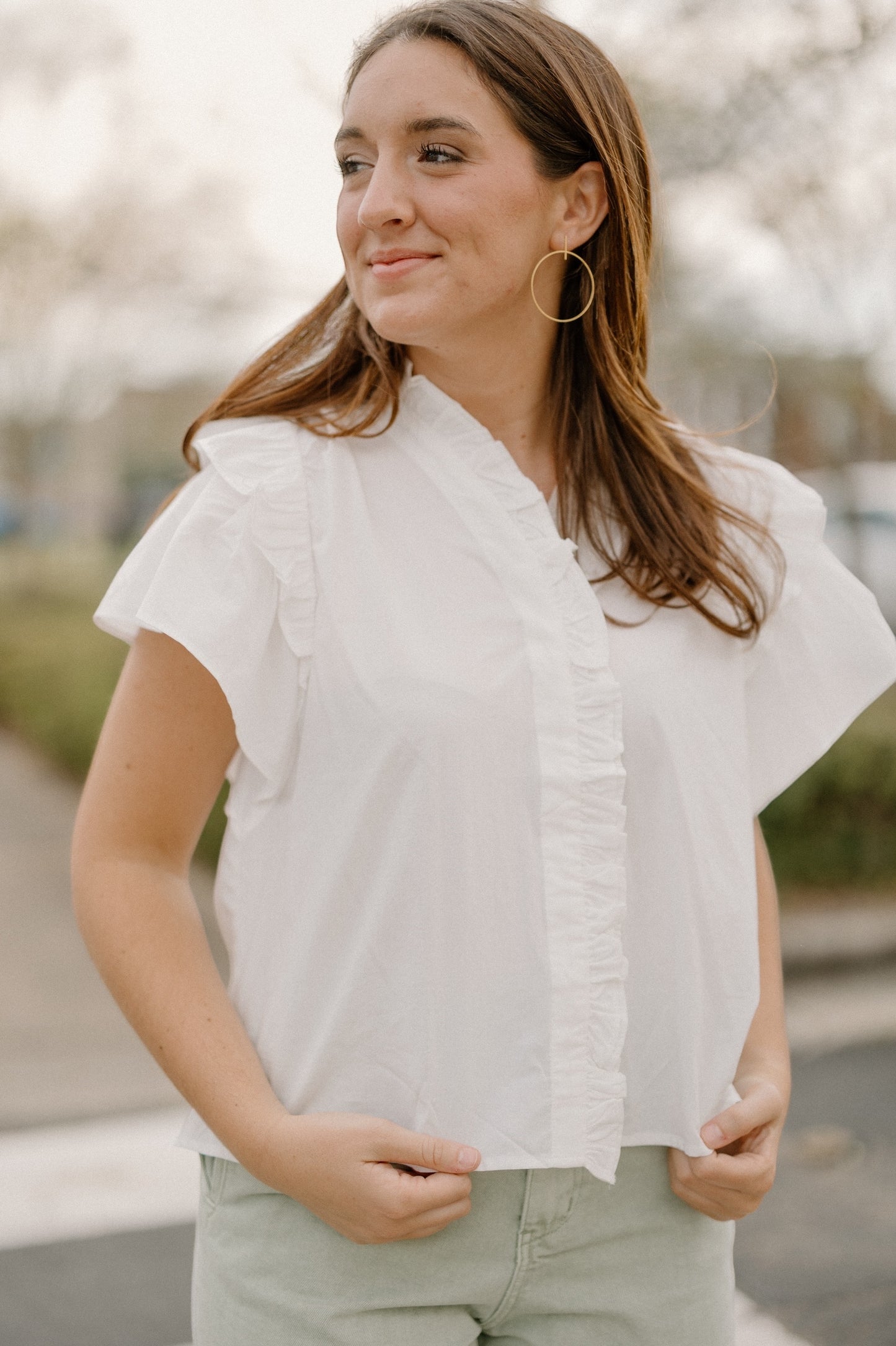 Raleigh Ruffle Front Top