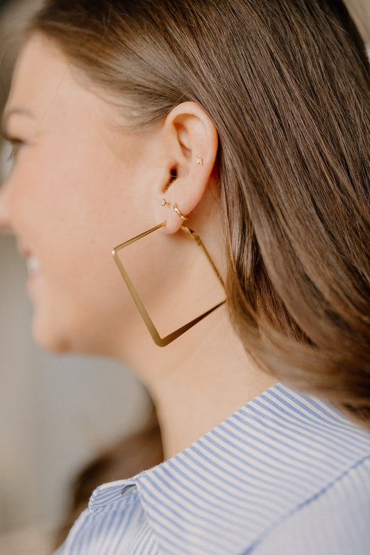 50mm Square Hoops in Gold