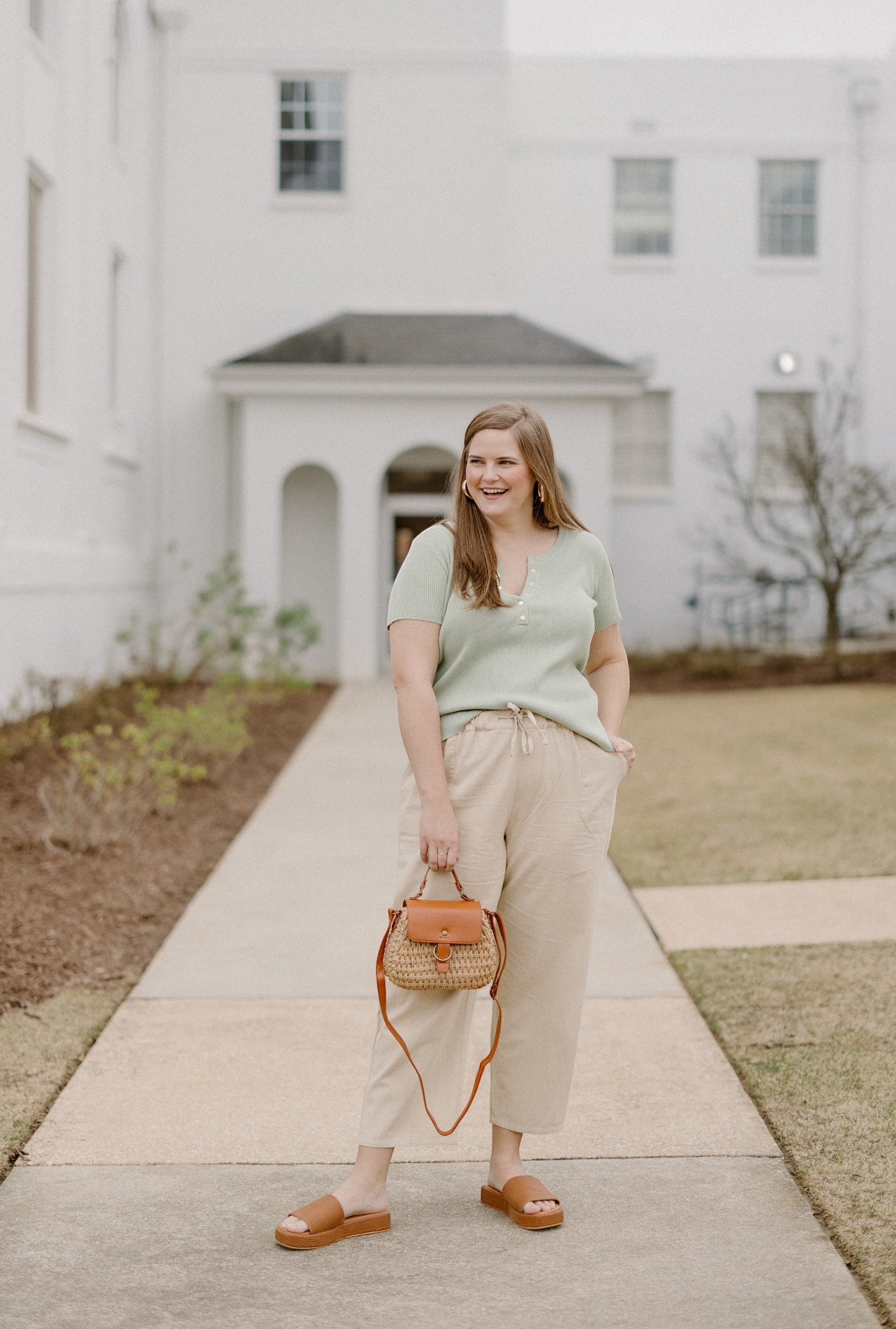 Sylvia Snap Button Knit Top in Sage