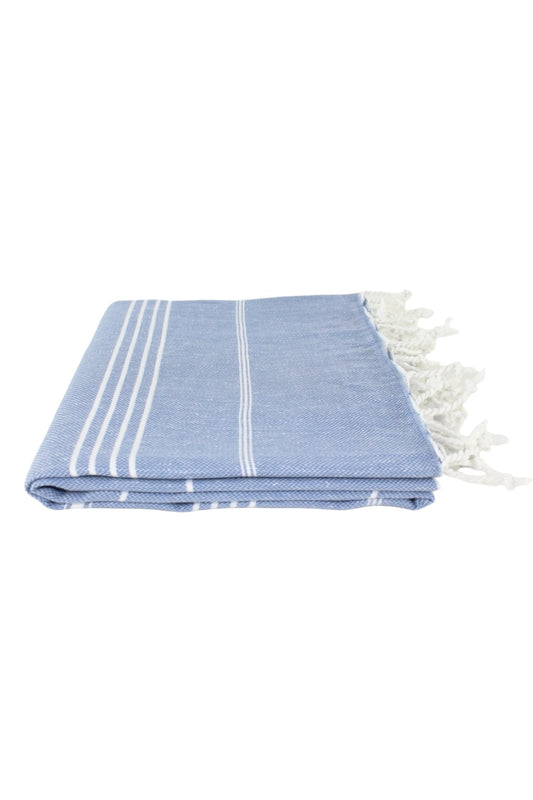 Premium Turkish Striped Towel in Denim Blue