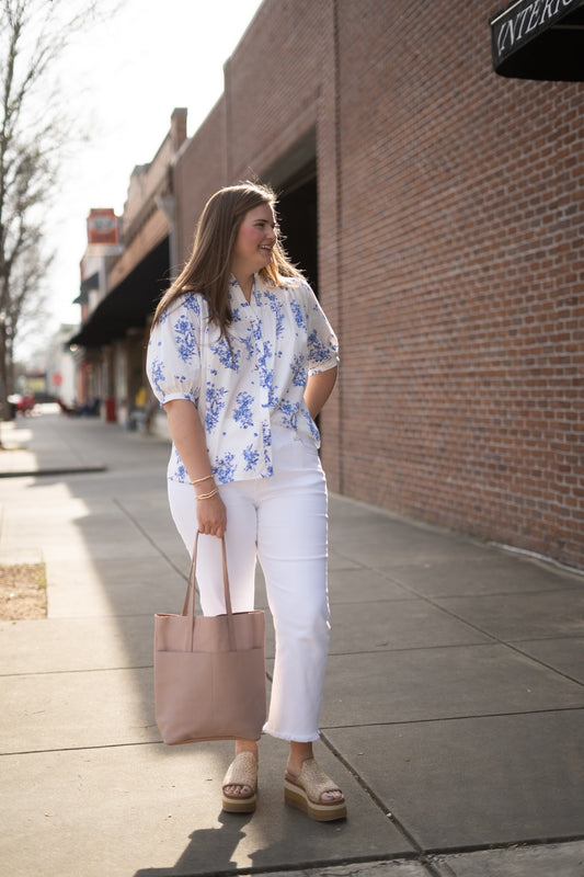 Selam Magazine Tote in Pebbled Rose Water by Able