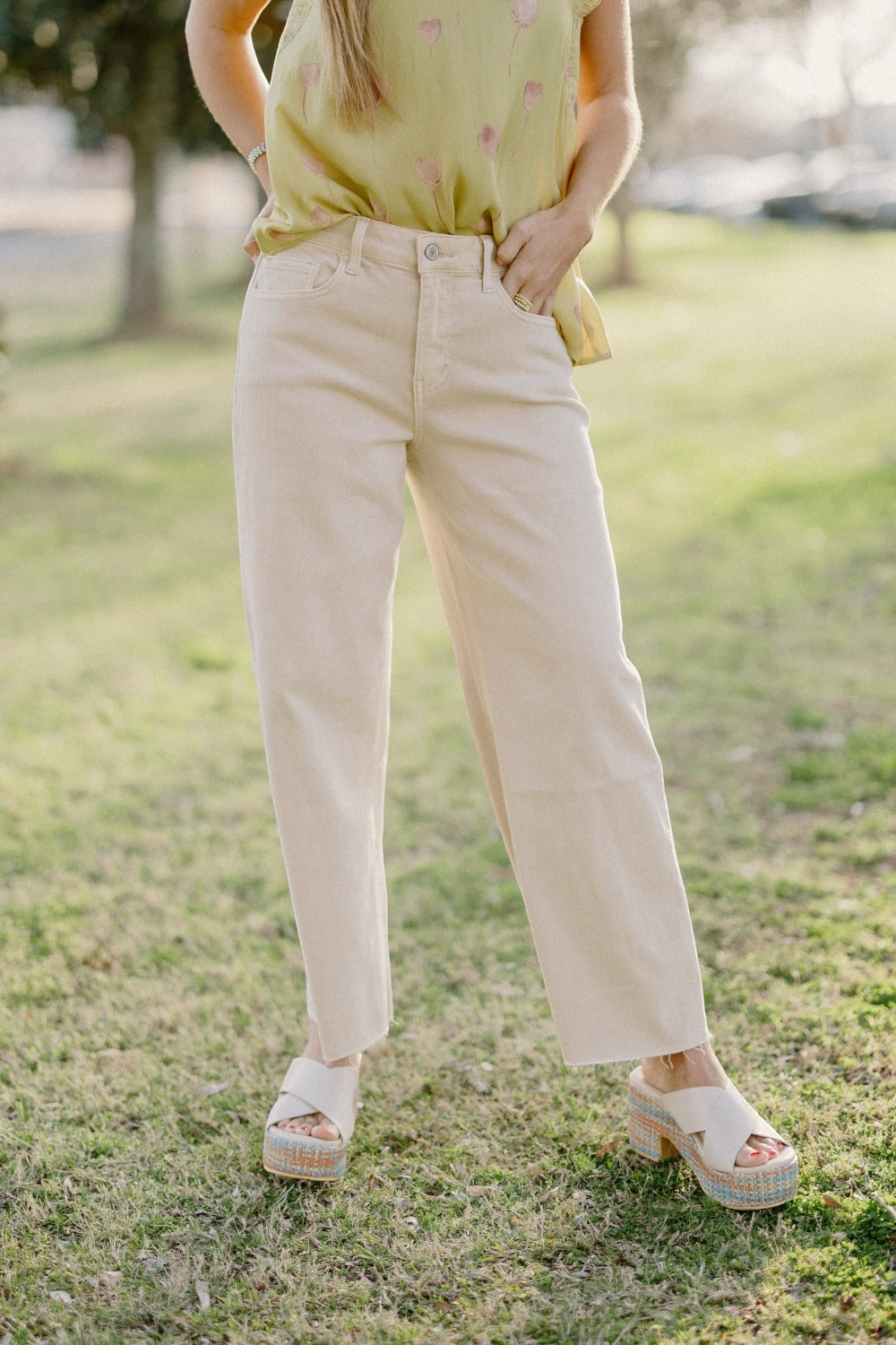 Olivia Wide Leg Crop Jeans in Vanilla by Vervet (0-22)