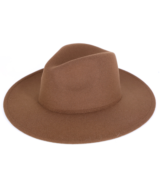 Custom Hat: Brown Felt Wide Brim Hat