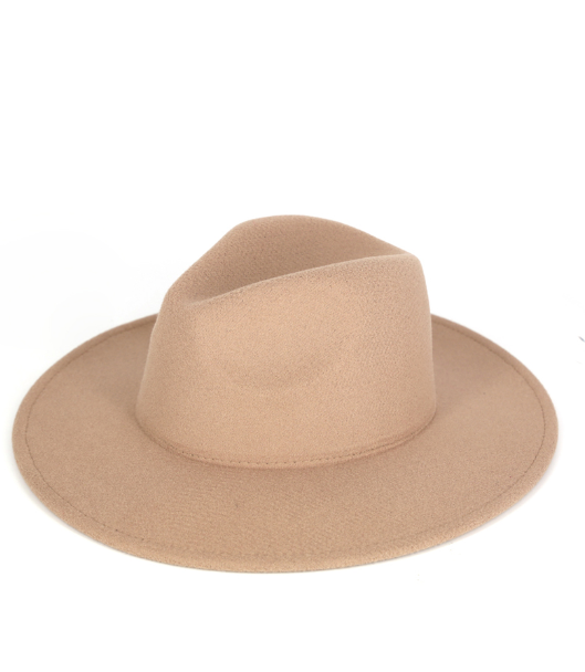 Custom Hat: Khaki Felt Wide Brim Hat