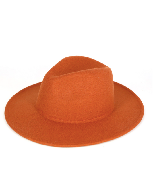 Custom Hat: Rust Felt Wide Brim Hat