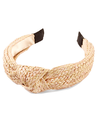 Two Tone Knotted Rattan Headband in Ivory