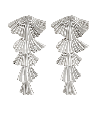 Silver Textured Fan Earrings