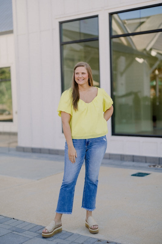 Neon Poplin Bubble Sleeve Top