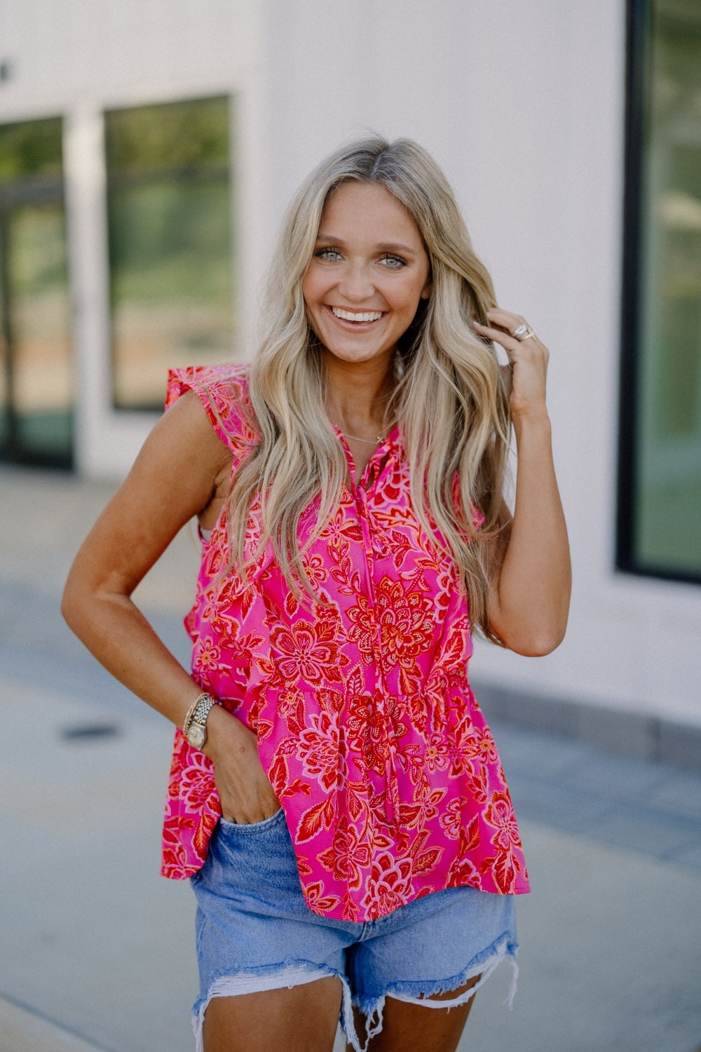 Flutter sleeve peplum top outlet