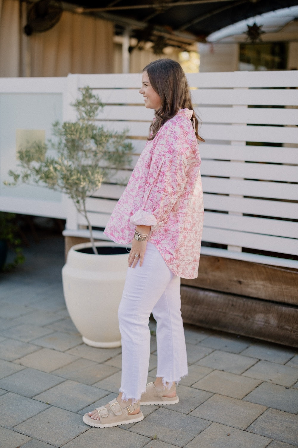 Penelope Pink Printed Button Down