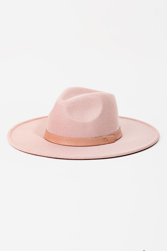 Custom Hat: Blush Felt Wide Brim Hat