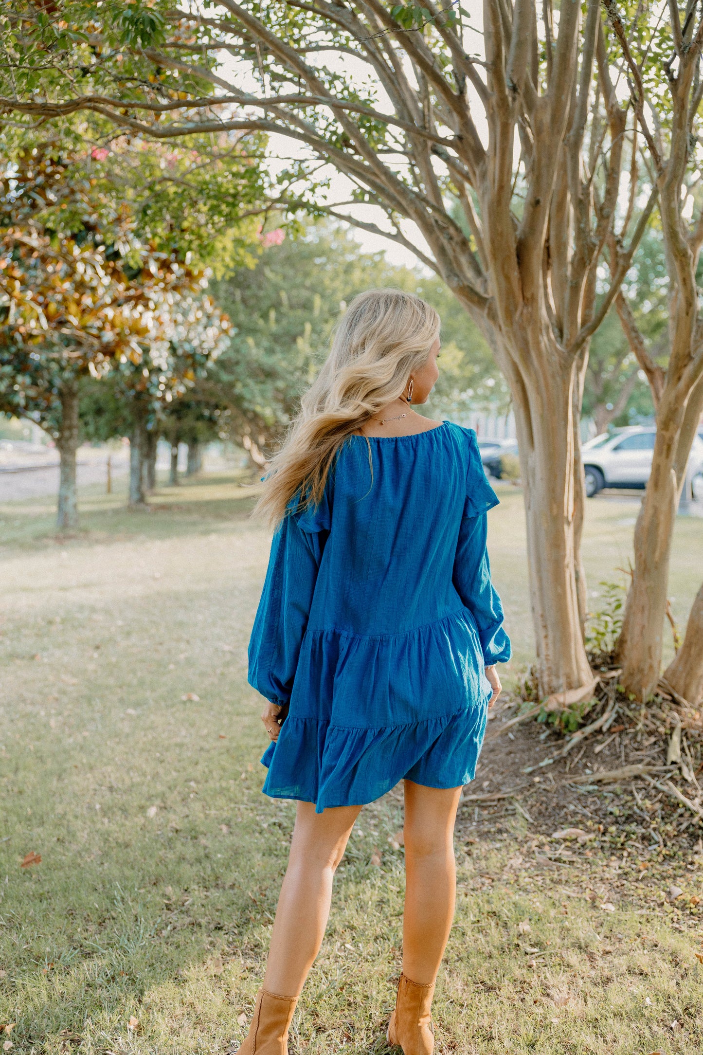 Paige Tiered Dress in Blue