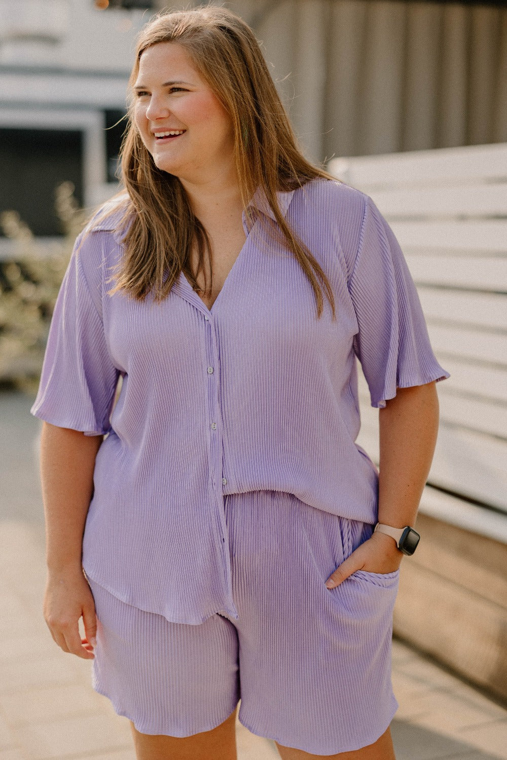 Kaity Button Up Lilac Top (Sizes S-2XL)