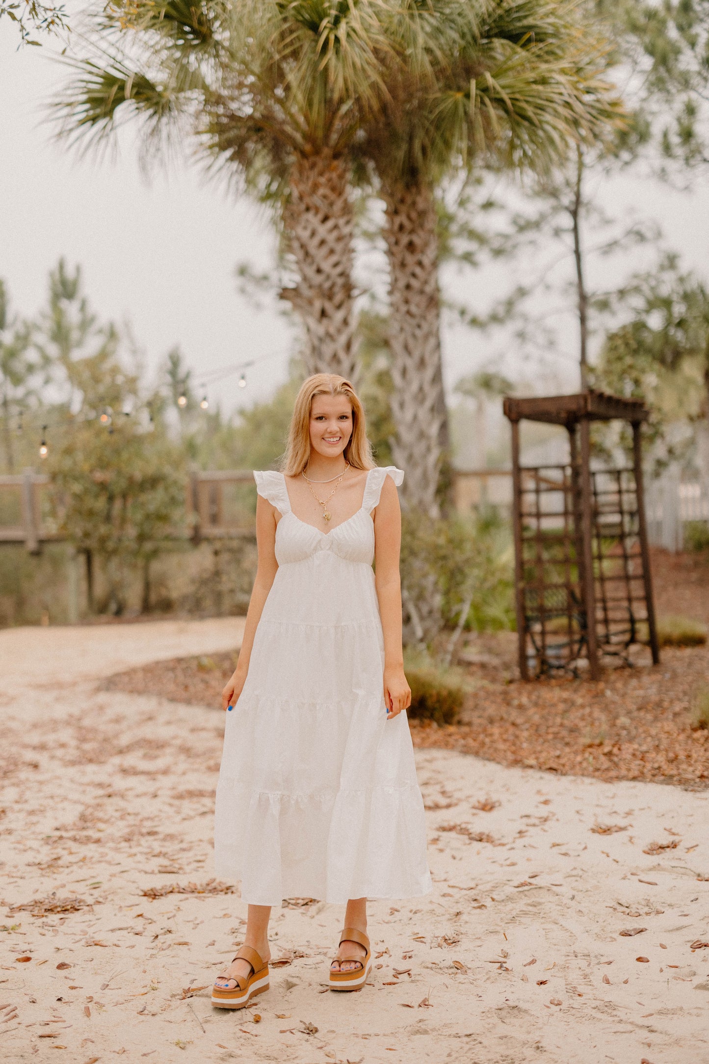 Nicole Flutter Sleeve Ivory Maxi Dress (Sizes XS-3XL)