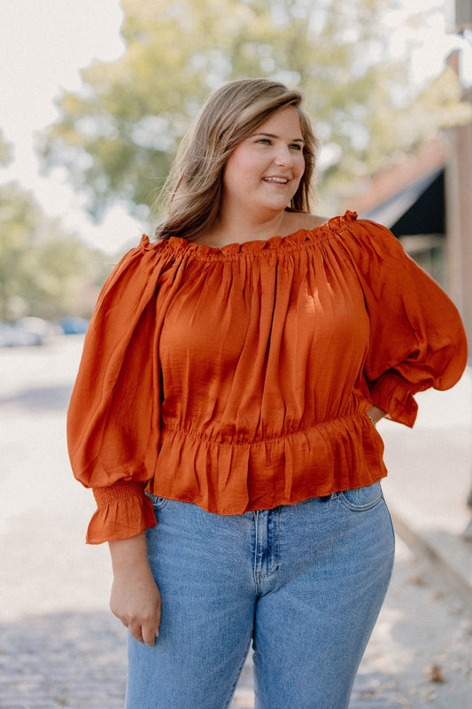 Angie Rust Off The Shoulder Top (Sizes S-2XL)
