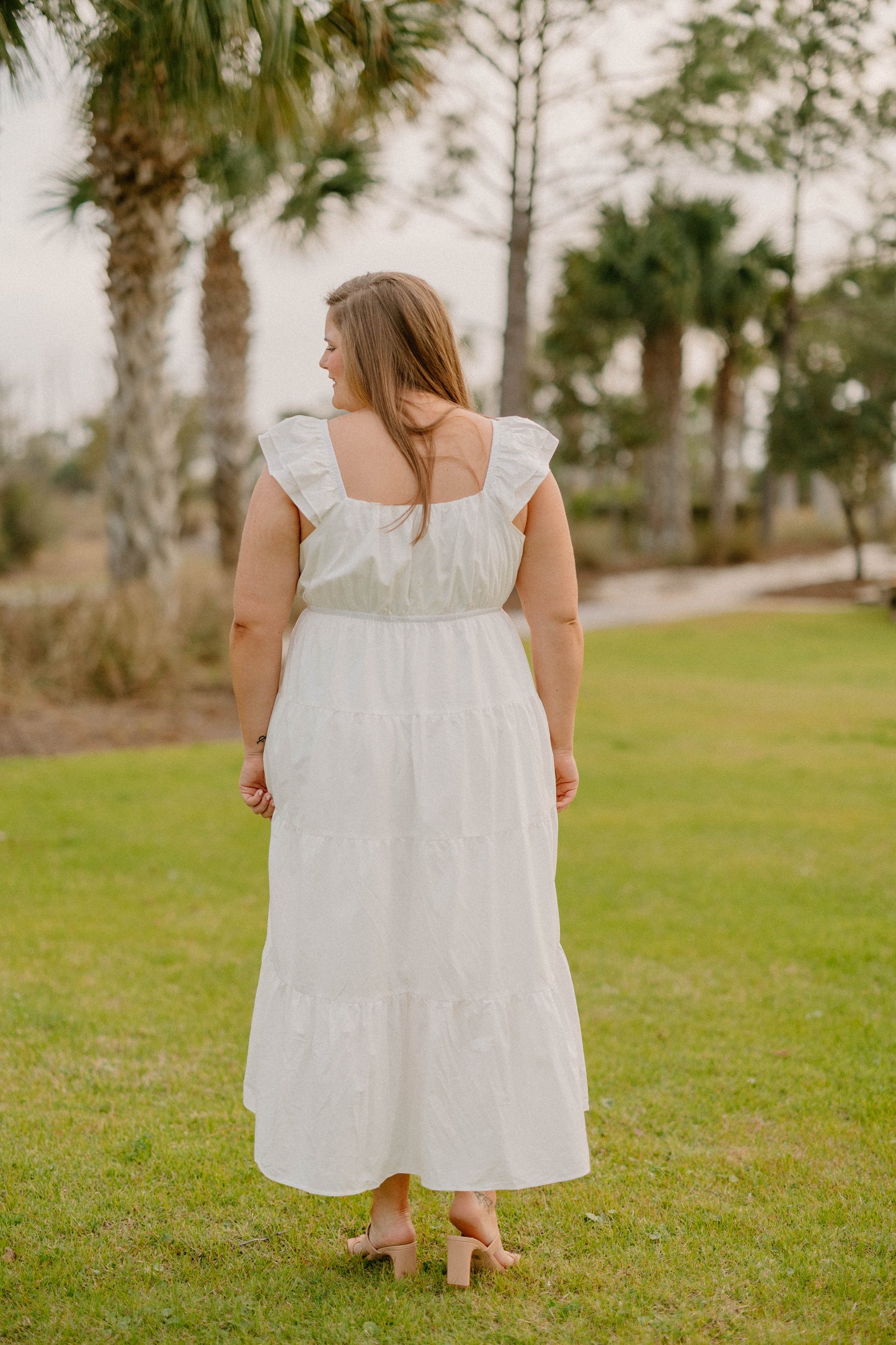Nicole Flutter Sleeve Ivory Maxi Dress (Sizes XS-3XL)
