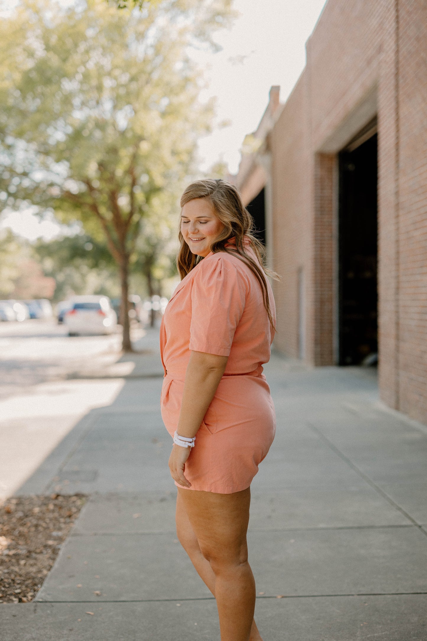 Kaitlyn Peach Romper (Sizes S-3XL)