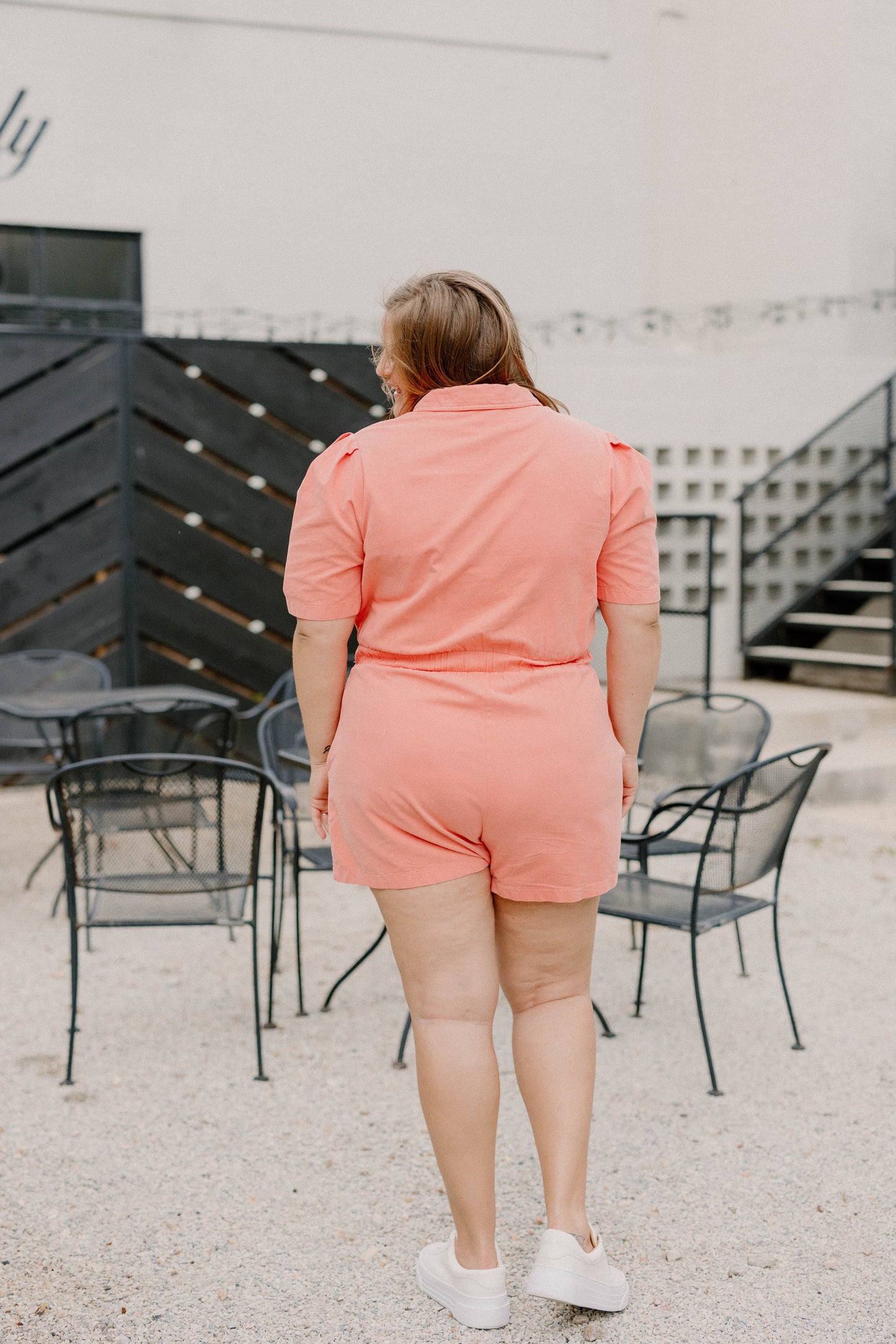 Kaitlyn Peach Romper (Sizes S-3XL)