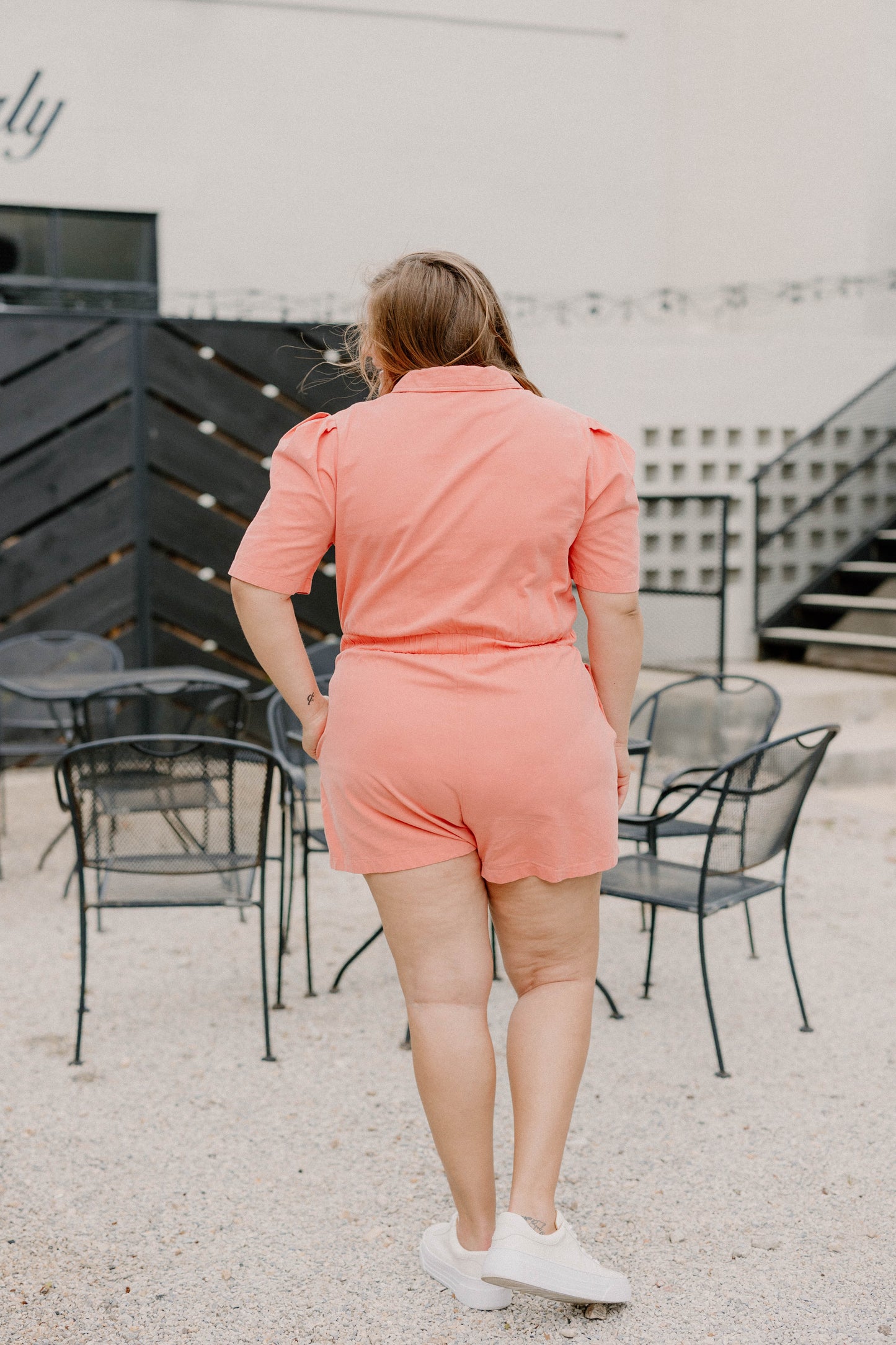 Kaitlyn Peach Romper (Sizes S-3XL)