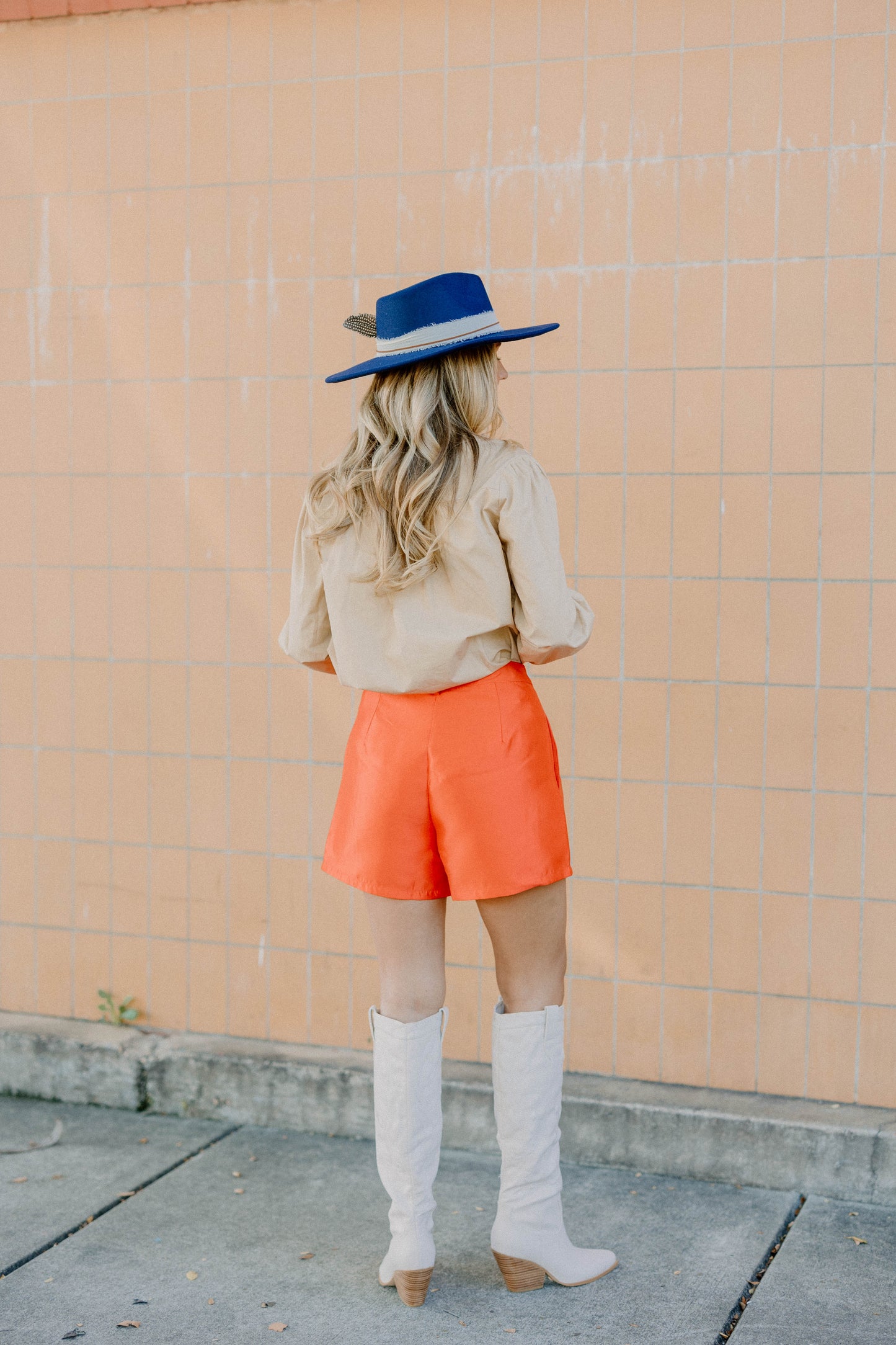Marcie Satin Twill Orange Shorts