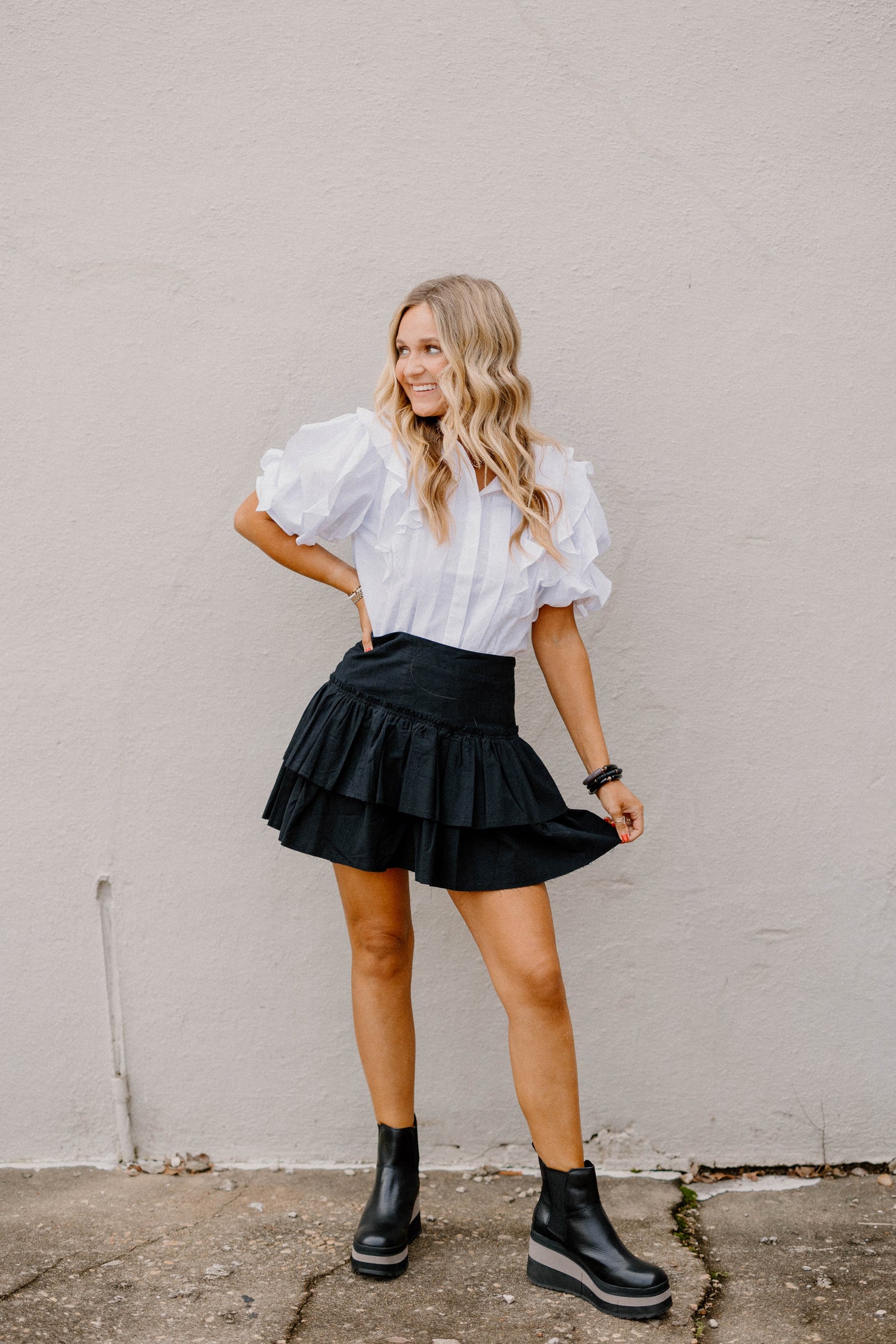 Rami Black Ruffle Tiered Skirt (S-3XL)