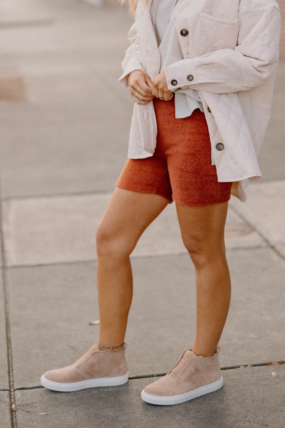 Brittany Rust Textured Biker Shorts (XS-3XL)