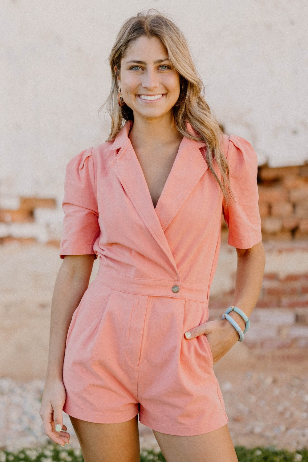Kaitlyn Peach Romper (Sizes S-3XL)