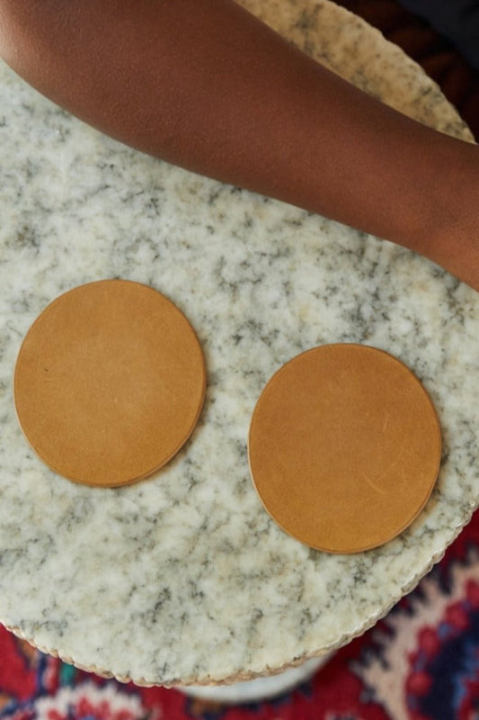 Elsa Leather Coaster Set in Fawn by Able