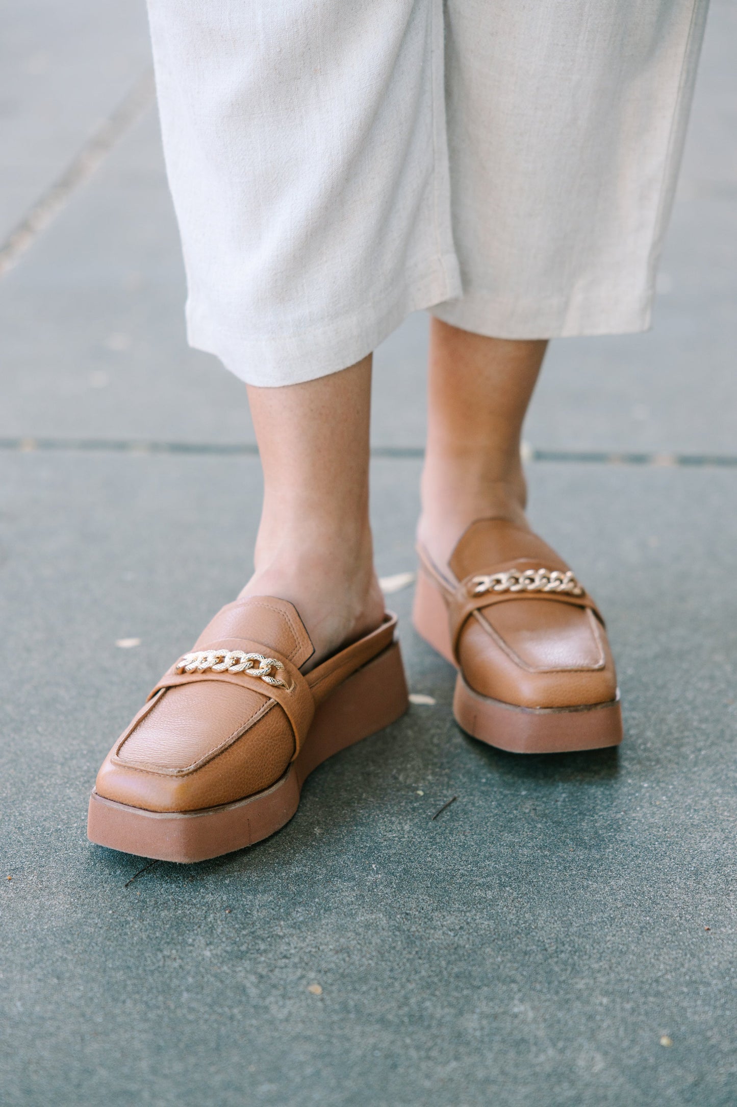 Elect in Camel Platform Mules by Naked Feet