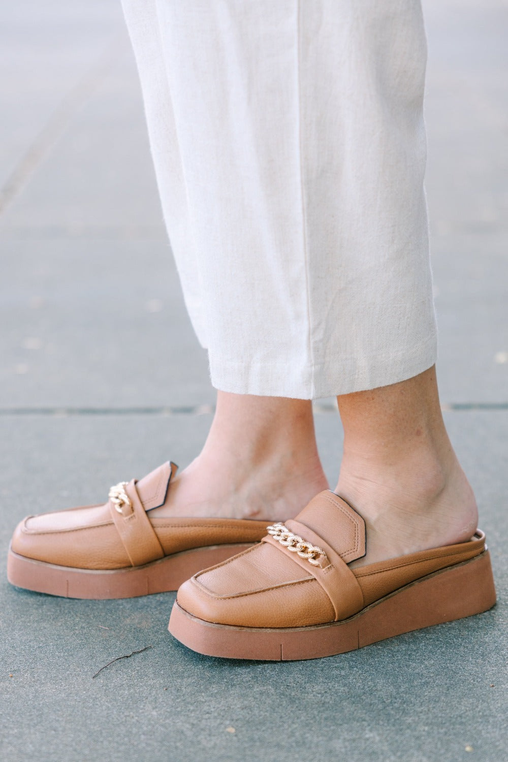 Elect in Camel Platform Mules by Naked Feet
