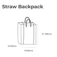 Straw Backpack with Long Leather Straps in Black