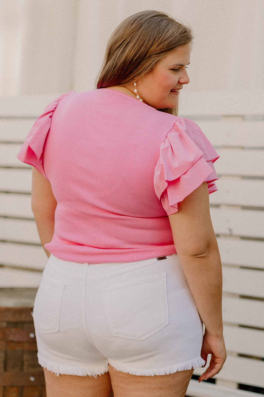 Maddie Statement Sleeve Bodysuit in Pink