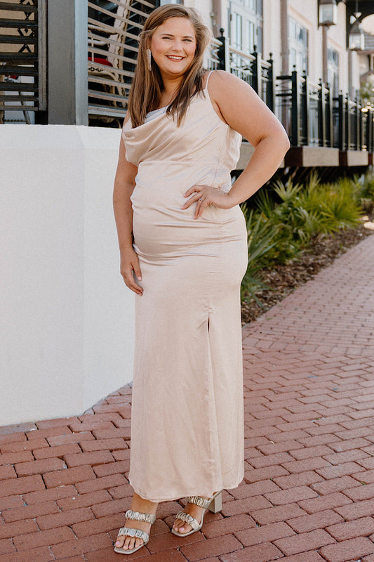 Leslie Elegant Champagne Maxi Dress